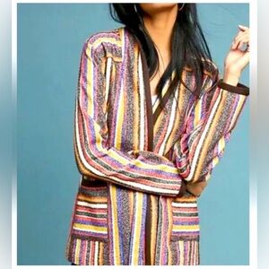 Anthropologie Akemi + Kin Mansoura Striped Wrap Jacket Womens small missing belt